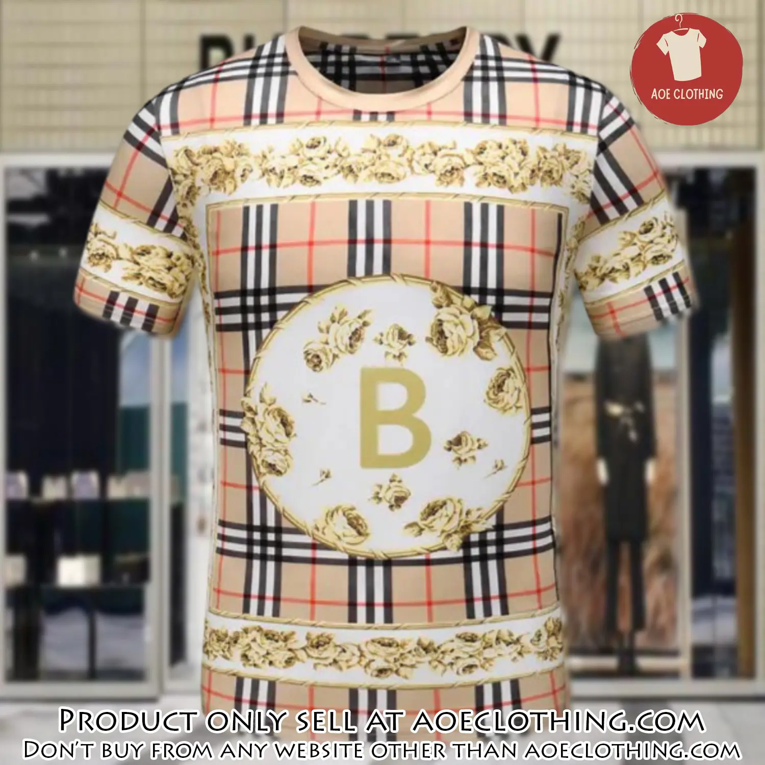 Burberry pattern luxury brand premium unisex tshirt outfit for men women aoe1749345